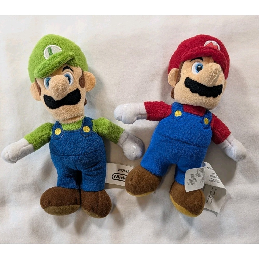 Nintendo World of Nintendo Mario & Luigi Plush Lot Of 2 2017 Jakks Pacific 8"